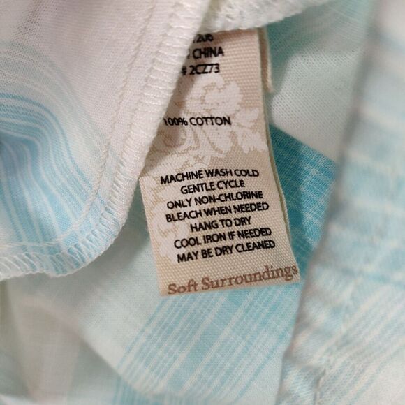 Soft Surroundings Parker Plaid Tunic Top Large Aqua Button Front Pockets Spring - Picture 8 of 8